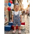 thumbnail image 5 of BemeyourBBs Baby Girl 4th of July Outfit Baby Girls Patriot Independent Day Clothes Summer Romper Flag Print Faux Two-Piece Cute Bow Short Sleeve Jumpsuit with Headband Set, 5 of 9