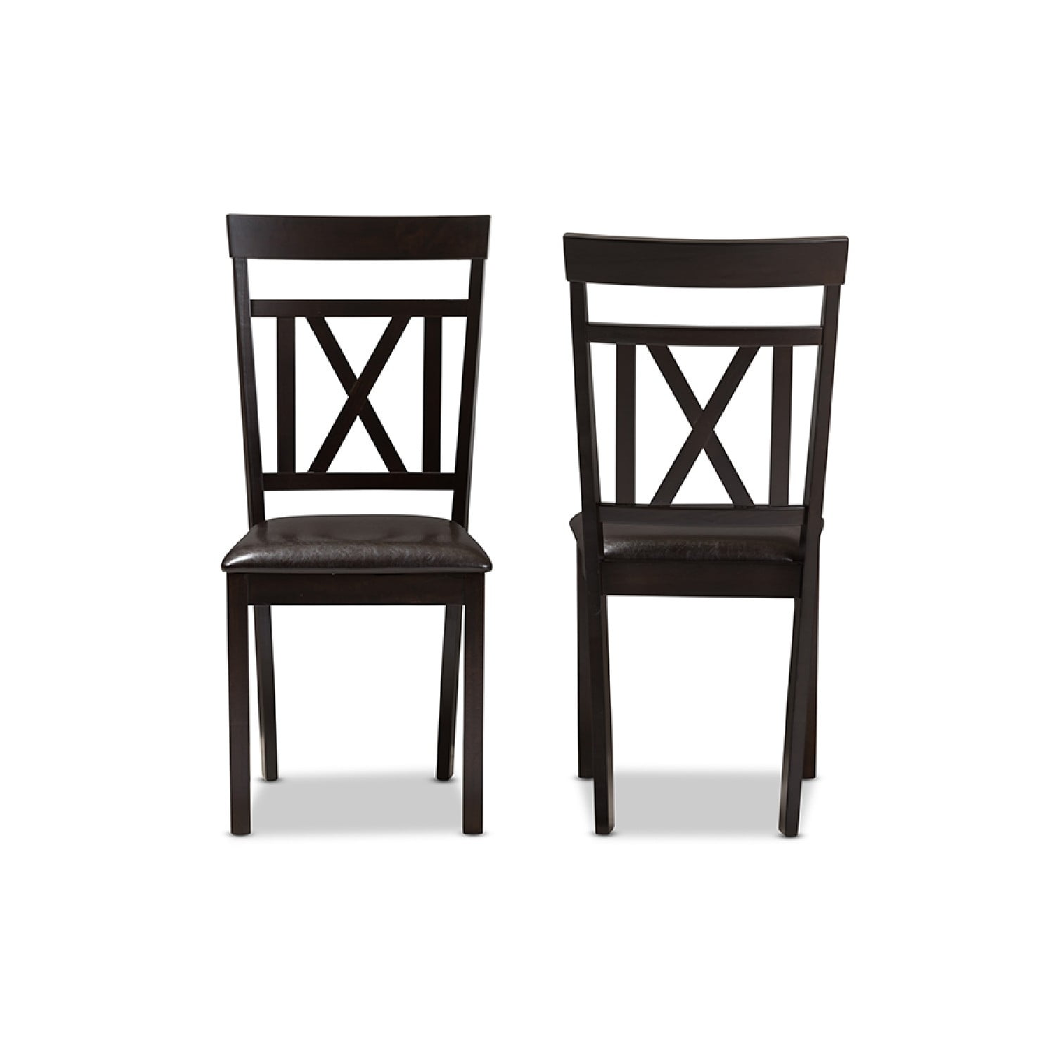 Baxton Studio Rosie Modern and Contemporary Dark Brown Faux Leather Upholstered Dining Chair (Set of 2)