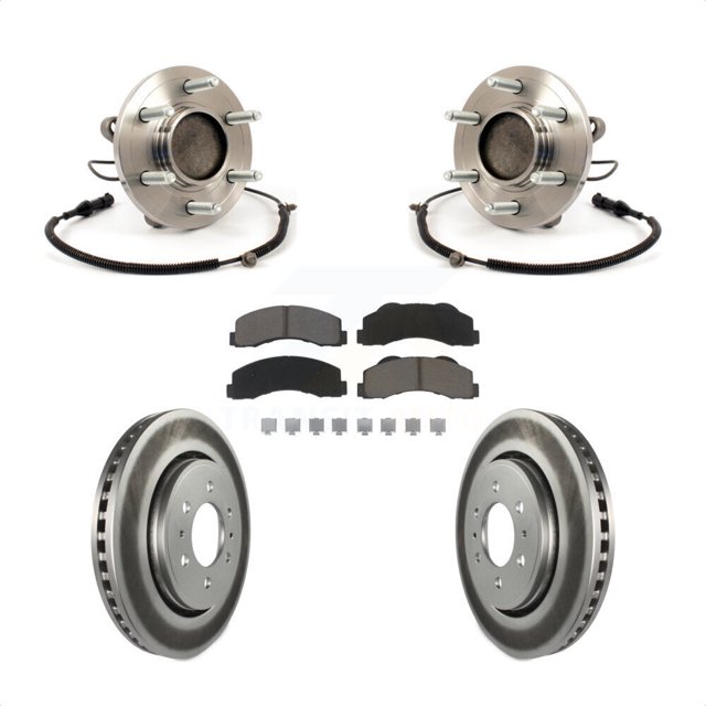 Transit Auto Front Hub Bearing Assembly Coated Disc Brake Rotors and Ceramic Pads Kit for Car 2010 Ford F-150 RWD with 6 Lug Wheels Without Heavy Duty Payload Package KBB-121321