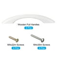 thumbnail image 3 of Uxcell Wooden Pull Handle, 2 Pack 116mm/4.57" Hole Distance Wood Pulls for Drawer, White, 3 of 6