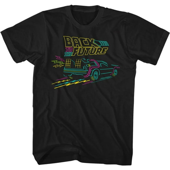 Back To The Future Neon Future Black Adult T-Shirt