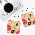 thumbnail image 5 of Disketp Donuts Funny Coasters,4 Pcs Leather Coasters With Holder, Perfect Housewarming Hostess Gifts,Protect Furniture From Water Marks Scratch And Damage, 5 of 9