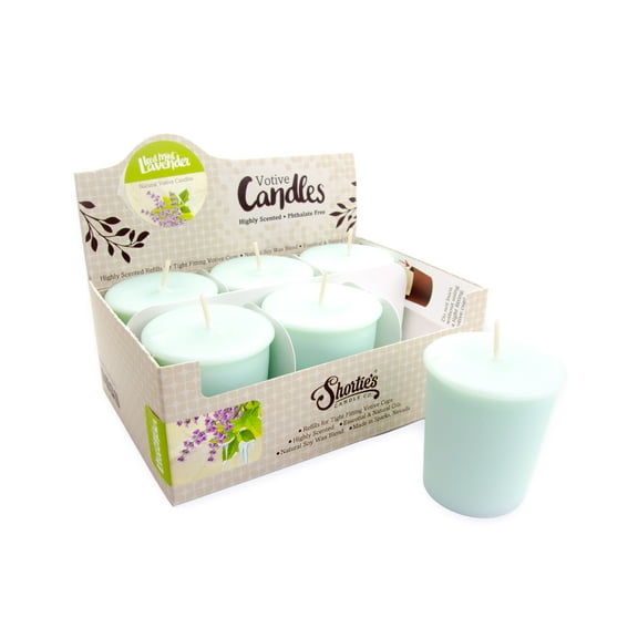 Iced Mint Lavender Soy Votive Candles - Scented with Essential & Natural Oils - 6 Mint Natural Votive Candle Refills - Fresh & Clean Collection