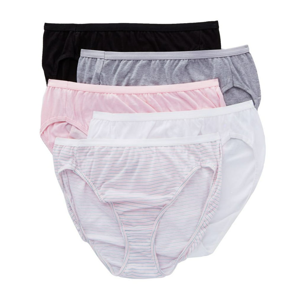 Hanes - Hanes Ultimate Women's Comfort Cotton Hi-Cut Underwear, 5-Pack
