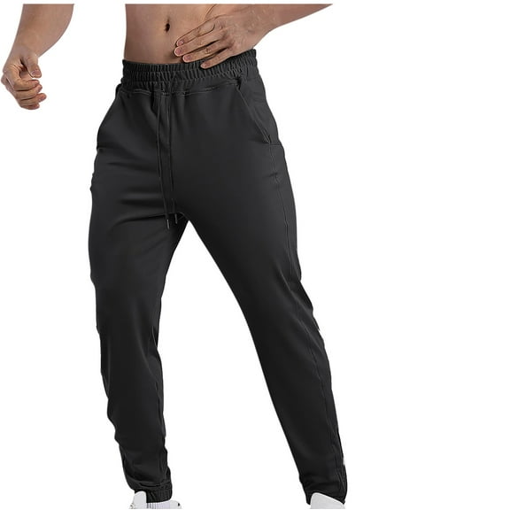 Handshe Men's Training Running Pants, High Stretch Elastic Quick-Dry Workout Trousers with Zippered Pockets, Solid Color Casual Sportswear for Gym and Outdoor Activities,Plus Size