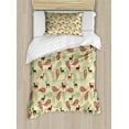 thumbnail image 1 of Deer Duvet Cover Set Twin Size, Ethnic Paisley Deer Ornate Tribal Swirled Abstract Christmas Motifs, Decorative 2 Piece Bedding Set with 1 Pillow Sham, Ruby Olive Green Pale Green, by Ambesonne, 1 of 3