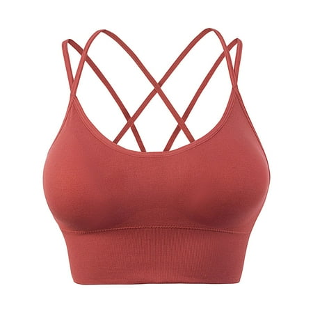 YDKZYMD Womens Plus Size Sports Bra Compression Strappy Criss Cross Backless Seamless Bras