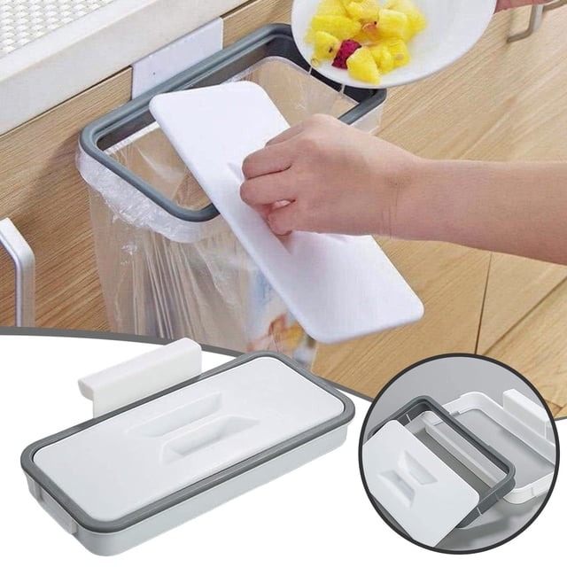 Hanging Bag Holder Cupboard Door Back Rack Storage Waste Kitchen Cabinet Garbage Tools Kitchen Cabinet Door Hanging Can Updated Telescopic Storage Rack Kitchen Strainer for over The Wooden Drying Rack