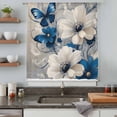 thumbnail image 5 of White Blue Flowers Sheer Curtains 96 Inches Long, Vintage Elegance Butterfly Floral Light Filering Curtains, Privacy Drapes Simi Floor to Veiling Curtain for Living Room Bedroom Window Treatment, 5 of 9