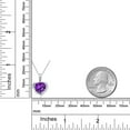 thumbnail image 3 of Gem Stone King 925 Sterling Silver Purple Amethyst and White Diamond Heart Shape Pendant Necklace for Women (1.42 Cttw, Heart 8MM, Gemstone February Birthstone, with 18 inch Chain), 3 of 4