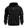 thumbnail image 6 of Chiccall Mens Fleece Hoodie Cargo Long Sleeve Full Zip Drawstring Hooded Sweatshirts Casual Loose Fit Athletic Jacket with Multi Pockets, 6 of 6