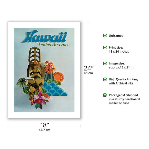 Hawaii - United Air Lines - Tiki - Vintage Airline Travel