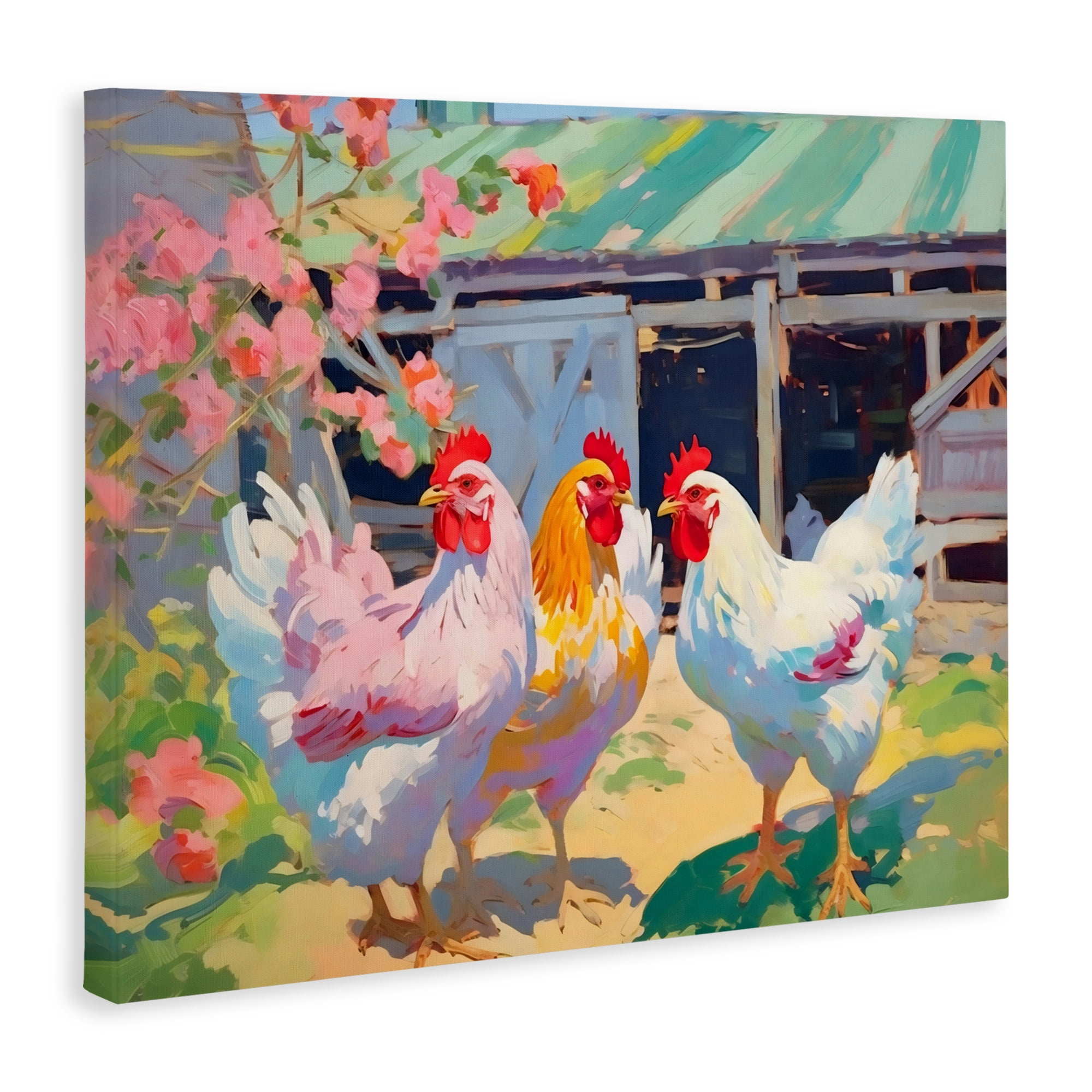 Stupell Industries Colorful Chickens in Sunlit Yard Canvas Wall Art, design by Creative Studio