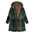 thumbnail image 2 of Gamivast Warm Jackets for Women Plaid Winter Zip up Hooded Coats with Pockets Loose Casual Long Sleeve Sherpa Long Jacket Trendy Casual Outerwear, 2 of 6