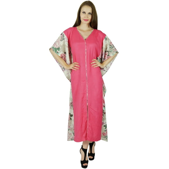Bimba Women Pink Rayon Kaftan Maxi Dress Long Caftan Gown Classy Coverup