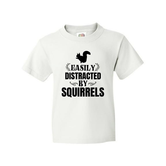 Inktastic Easily Distracted by Squirrels Youth T-Shirt