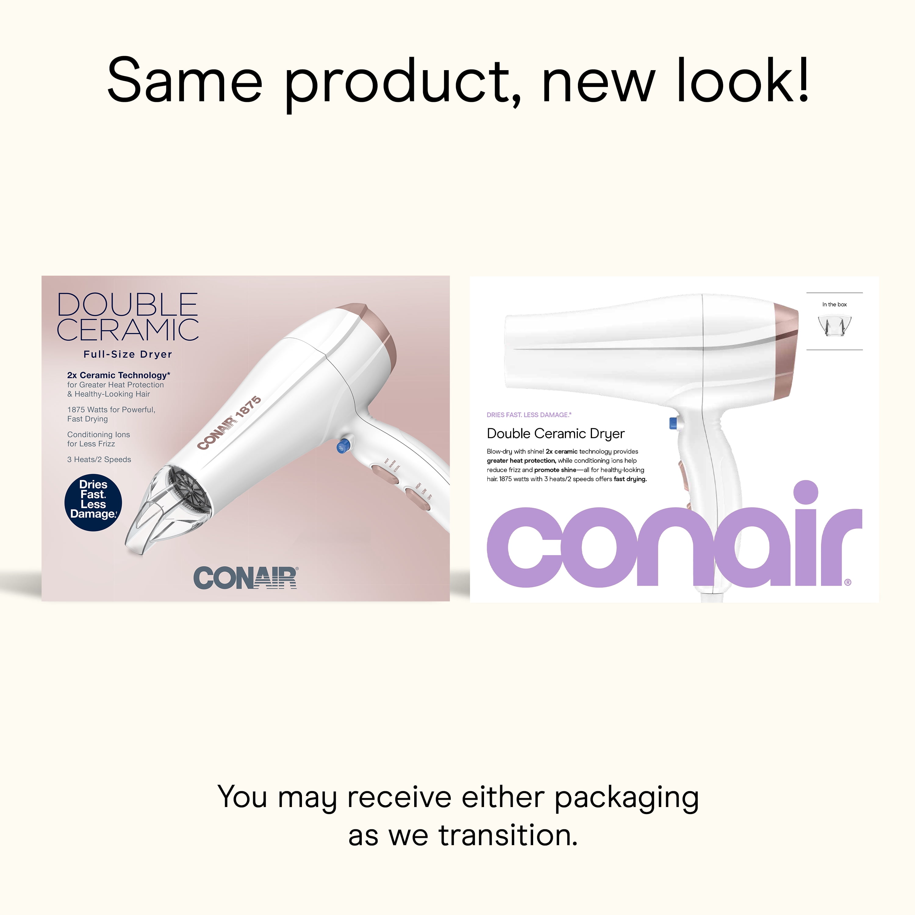 Conair Double Ceramic Technology Hair Dryer, Includes Concentrator