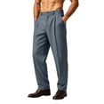 thumbnail image 2 of hotojiny Men's Dress Pants Regular Fit Casual Pleated Business Mens Pants Comfort Striped Straight Leg Work Golf Slacks, 2 of 5