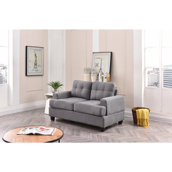 Glory Furniture Sandridge Microsuede Loveseat in Gray