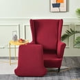 thumbnail image 3 of CJC Jacquard Wingback Chair Slipcovers 2 Pieces Stretch Polyester Fabric Wing Armchair Covers with Elastic Bottom for Living Room Bedroom, 3 of 17