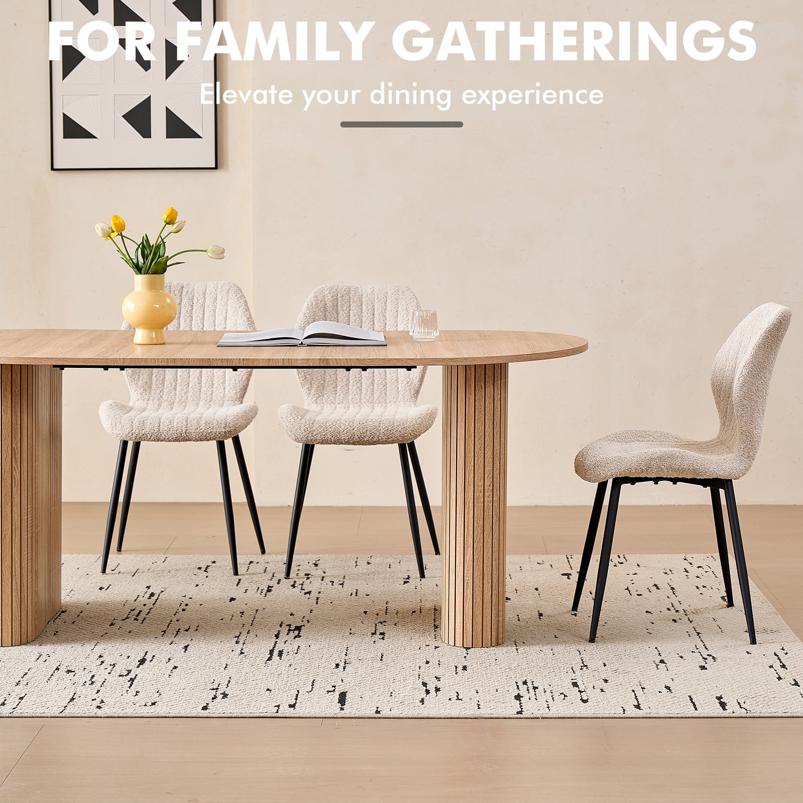 70.8" Oval Dining Table for 4-6 People, Modern Farmhouse Kitchen Table | Rustic Wood Grain | Breakfast Dinner Wood Dining Table for Gathering, Kitchen, Dining Living Room, Natural