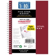 Five Star Personal College Ruled Notebook, 4.5 x 7, Burgundy Red, Poly, Spiral, 80 Sheets