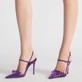 thumbnail image 5 of YDN Women Buckle Slingback Stiletto High Heels Thin Strap Pointed Toe Pumps Sexy Evening Themed Party Sandals Size 8.5 Purple, 5 of 5