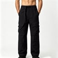 thumbnail image 2 of Mlzmgr Cargo Pants for Men Casual Athletic Outdoor Hiking Pants Wide Leg Baggy Drawstring High Waist Pants with Pockets(XX-Large), 2 of 8