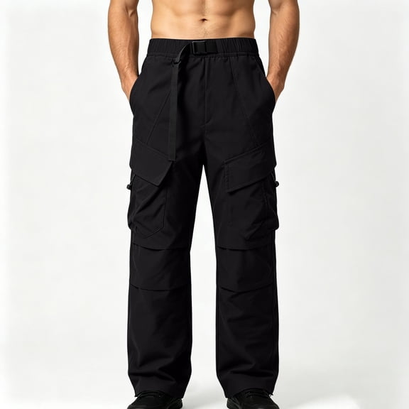 Blmnix Carpenter Pants Pants for Men Hiking Pants Baggy Low Rise Cargo Pants Straight-Leg Black Long Men's Casual Pants,XL