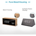 thumbnail image 5 of Reloj despertador digital de madera blanco con 3 configuraciones de alarma, despertador electrónico alimentado por USB con función de repetición y pantalla LED de hora y temperatura., 5 of 5