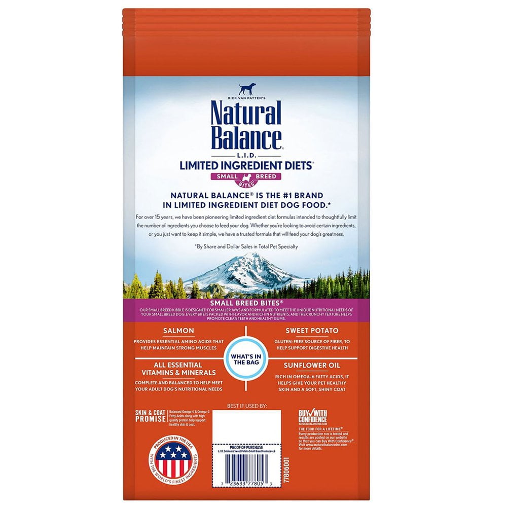 Natural Balance Pet Foods L.I.D. Small Breed Bites Dry Dog Food Salmon & Sweet Potato 4 lb