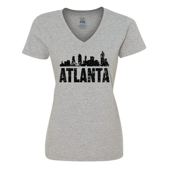 Inktastic Atlanta Skyline Grunge Women's V-Neck T-Shirt