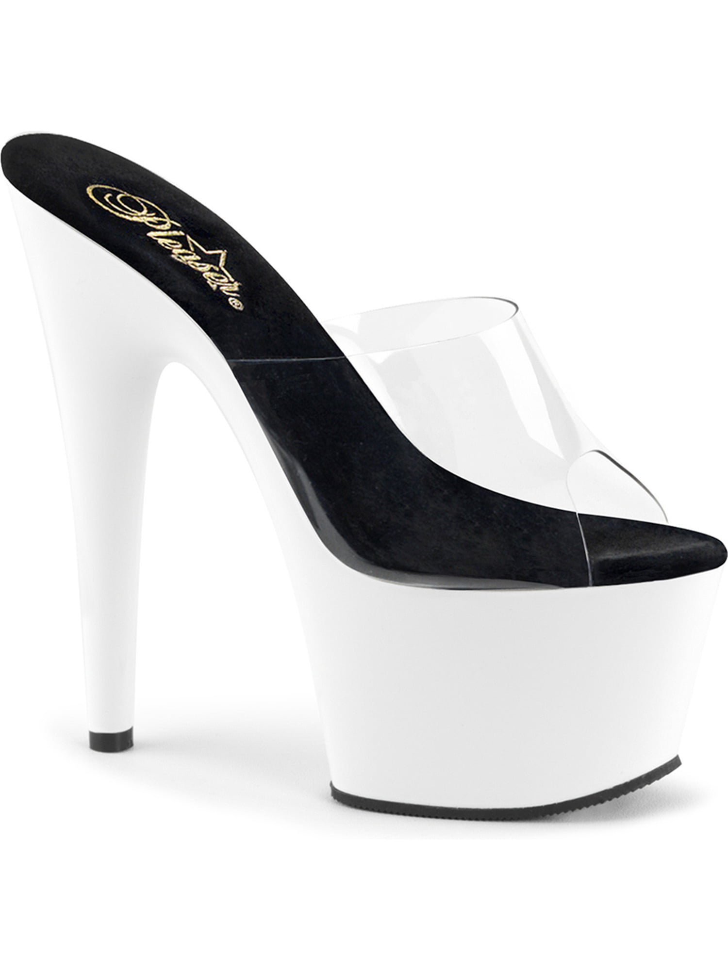 white slide on heels