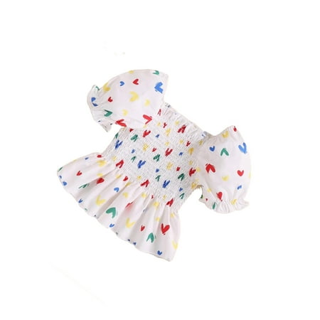 

Cute Heart Print Square Neck Peplum Short Sleeve White Toddler Girls Blouses (Girl s)