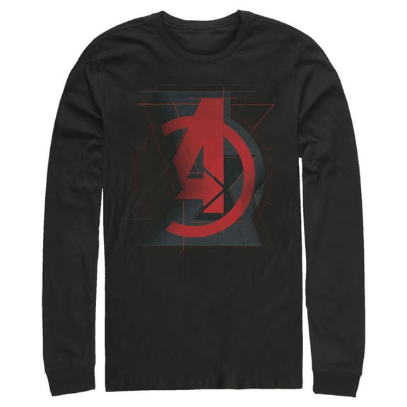 Men's Marvel Black Widow Avenger Logo  Long Sleeve Shirt Black X Large