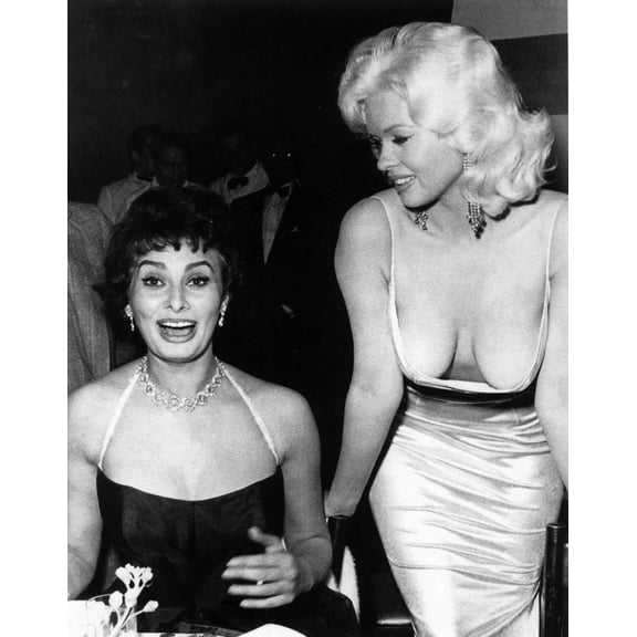 Sophia Loren and Jayne Mansfield in a restaurant Photo Print (8 x 10)