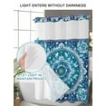 thumbnail image 4 of No Hook Cloth Fabric Shower Curtain with Snap in Liner, Boho Teal Blue Waterproof Shower Curtains Set with See Through Top Window, Abstract Flowers Ethnic Southwestern Bath Curtains Shower 72"x72", 4 of 6