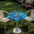 thumbnail image 3 of SEANATIVE Cocktail Table Topper Cap Soft Round Fitted Cocktail Tablecloth with Elastic Edge Easy to Install Table Top Cover for Wedding Party Restaurant 24 Inch, Sparkle Butterfly Blue, 3 of 7
