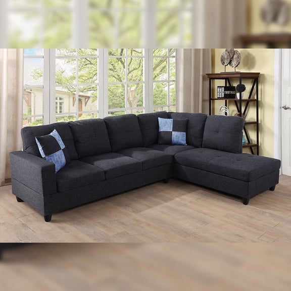 Star Home Living 2-piece Gray Striped Right Chaise Sectional