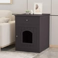 thumbnail image 4 of Cat Litter Box Enclosure, Hidden Litter Box Furniture Cabinet with Drawer, Indoor Cat House Side Table, Large Pet Crate Nightstand, Kitty Litter Box Washroom (Brown), 4 of 9