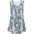 thumbnail image 3 of FASHIONWT Women Crew Neck Floral Printed Ruched Sleeveless T-Shirt Top, 3 of 7