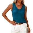 thumbnail image 2 of Lumtrix Womens V Neck Sweater Vest 2026 Spring Summer Sleeveless Knit Shirts Basic Vacation Loose Fit Tank Tops Cyan L, 2 of 4