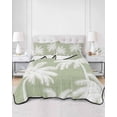 thumbnail image 2 of Quilts Queen Size Bedding Set, Sage Green Palm Trees Lightweight Quilted Comforter, Farmhouse Tropical Summer Beach Soft Reversible Bedspread Coverlet with Pillow Covers for All Season, 90" x 96", 2 of 7