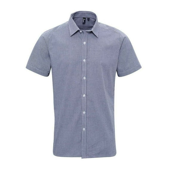 Premier Mens Gingham Cotton Short-Sleeved Shirt