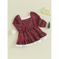 thumbnail image 3 of Liacowi Little Girls Christmas Dress Long Sleeves Plaid Lace Trim Party Princess Dress Toddler Girls Fall Christmas A-line Dress 9M-4T, 3 of 9