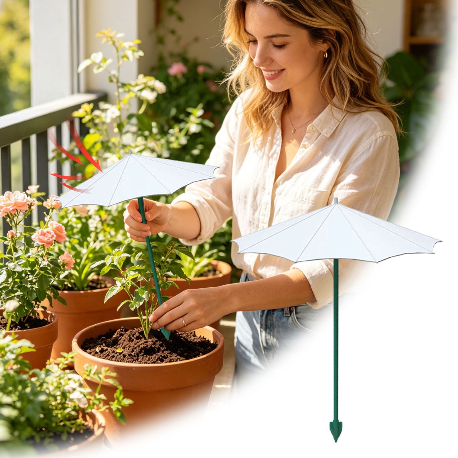 Umbrellas for Outdoor 13.39 x 10.43 Inch UV Resistant Flower Shade for Patio Porch Garden Pots Sun Umbrella Cover for Houseplants Garden Beds Planting and Gardening White