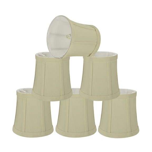 Aspen Creative 30362-6 Small Bell Shape Chandelier Clip-On Lamp Shade Set (6 Pack), Transitional Design in Beige, 5" bottom width (4" x 5" x 5")