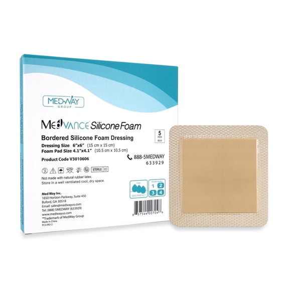 MedVance Silicone Foam Dressing with Adhesive Border for Wound Care & Pressure Ulcers