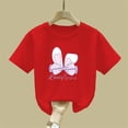 thumbnail image 5 of Piuwrlz 11-12 Years Girls Short T-Shirts Sleeve Teen Graphic Shirts Tops Crew Neck Bow-knot Pullover Red Size 11-12 Years, 5 of 7