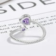 thumbnail image 4 of Anillo para niñas Anillos de plata de ley 925 con piedras natales para mujeres Anillo ajustable con piedras de corazón abierto Anillo del mes de constelación Joyería de regalo de cumpleaños y San, 4 of 6